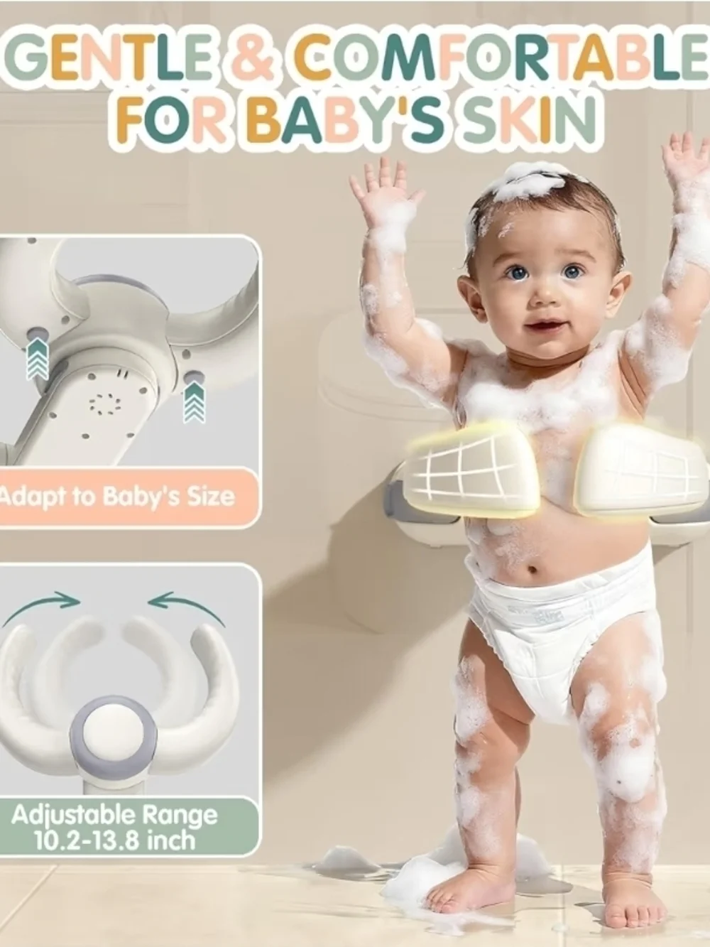 Baby Bath Stand-Baby Shower Stand Duck with Strong Suction Cups. Foldable Adjust - Picture 9 of 9